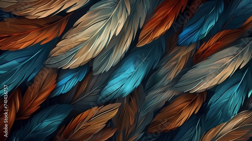 bird feathers background pattern, banner, wings background picture, seamless background © Nikita