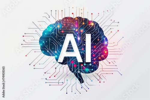 AI Brain Chip sulcus. Artificial Intelligence microprocessor human meg mind circuit board. Neuronal network choroid plexus smart computer processor numerical analysis photo