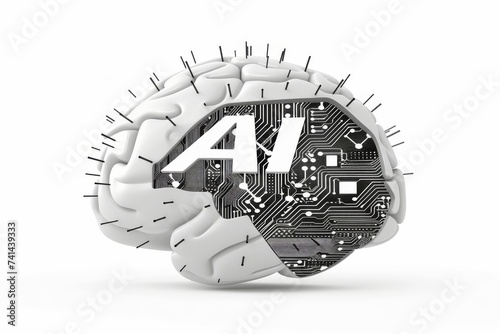 AI Brain Chip neural intelligence. Artificial Intelligence memory enhancement mind neurotransmitter pathways axon. Semiconductor neurochip circuit board metaheuristic