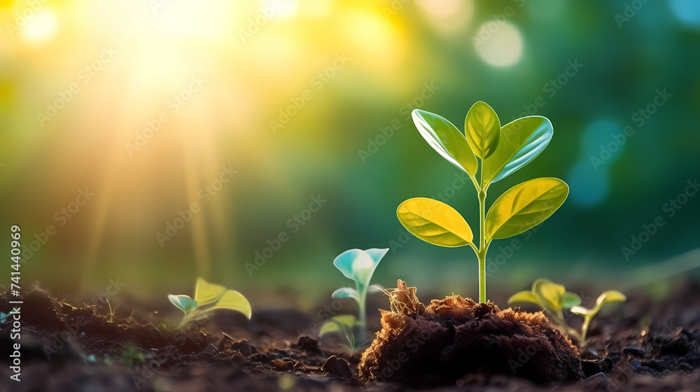 Seed planting and planting, newborn or greenery concept - obrazy, fototapety, plakaty 