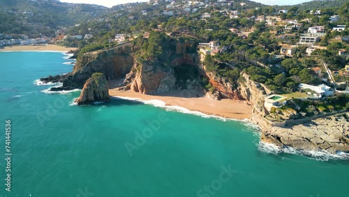 impressive aerial views of Illa Roja beach, on the Costa Brava of Girona, beach, nudist naturist, Begur aerial images, without people photo
