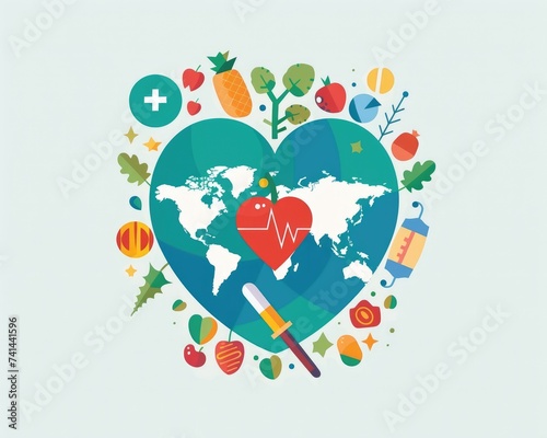 Commemorating global health flat design world health day art
