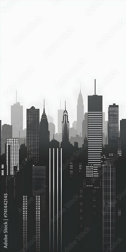 Minimalist City Skyline Wallpaper for Cellphone. Concept Cityscapes, Minimalistic Design, Wallpaper, Mobile Backgrounds