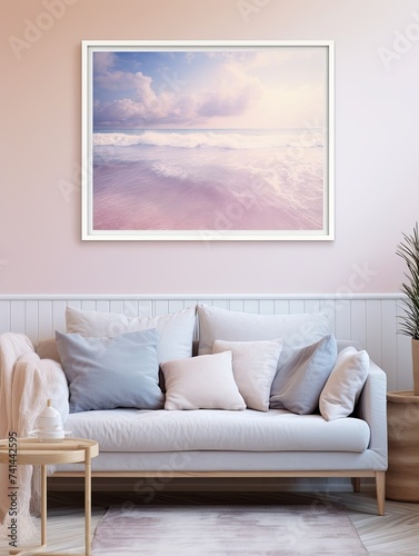 Dreamy Pastel Seascapes Landscape: Peaceful Sea Poster with Soft Shades