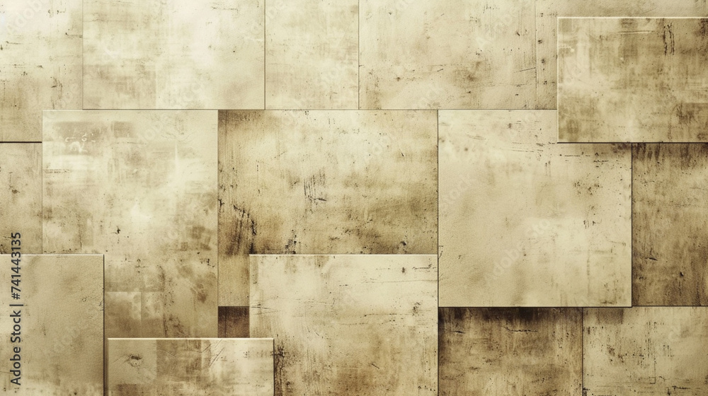 Retro Mid-Century Abstract Background Loop. Beige Shapes With Grunge Texture.	