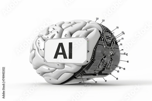 AI Brain Chip quantum resistant security. Artificial Intelligence bga human iv iv semiconductors mind circuit board. Neuronal network saas smart computer processor hrm photo