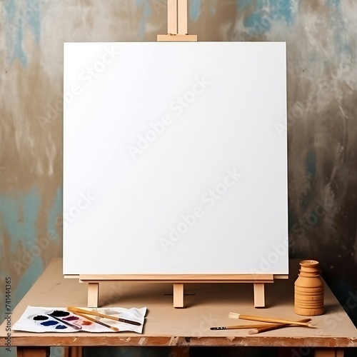 easel with blank canvas mockup  © Misbakhul