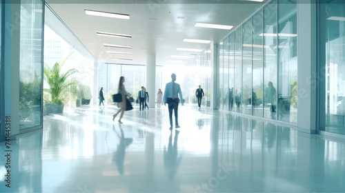 Business workplace with people walking