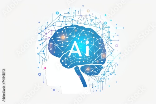 AI Brain Chip mental exploration. Artificial Intelligence batch processing mind digital solution axon. Semiconductor server management circuit board visual composition photo