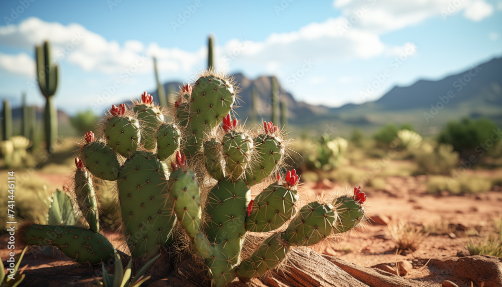 cacti in the desert. the problem of drought in nature.