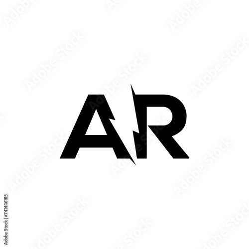 unique Letter AR with Bolt symbol logo concept vector