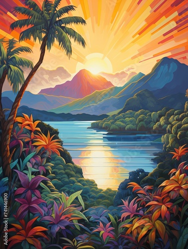 Majestic Mountain Colors: Vibrant Landscape Canvases & Tropical Beach Art