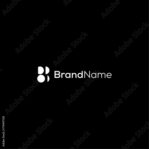 abstract letter B logo with simple circle concept vector
