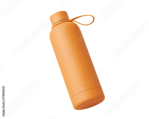 Blank Empty Sport Hydro Flask Water Bottle Packaging, Portable Bottle Isolated On Transparent Background, Prepared For Mockup, 3D Render.