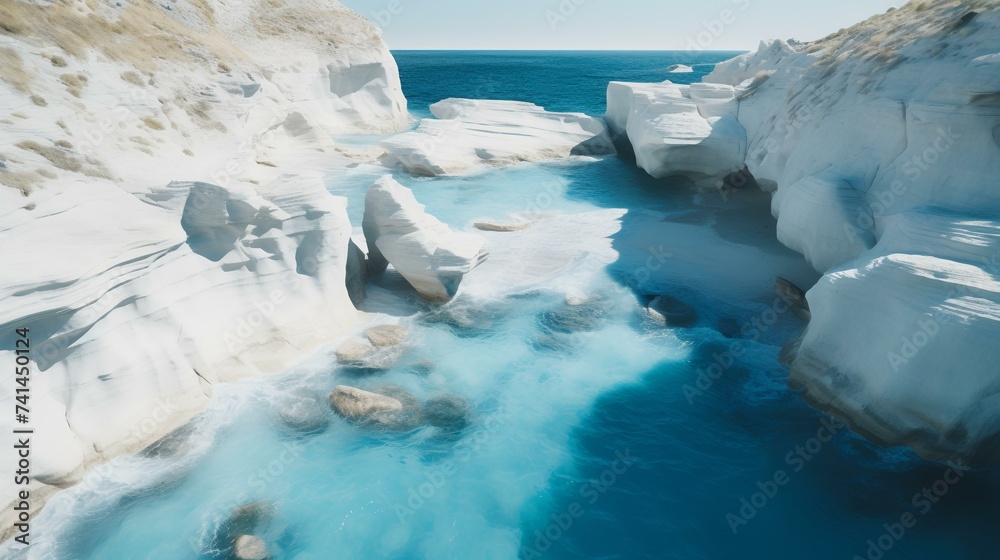 Drone_overhead_image_of_Sarakiniko_Beach_in_Gr Drone_overhead_image_of_Sarakiniko_Beach_in_Gr