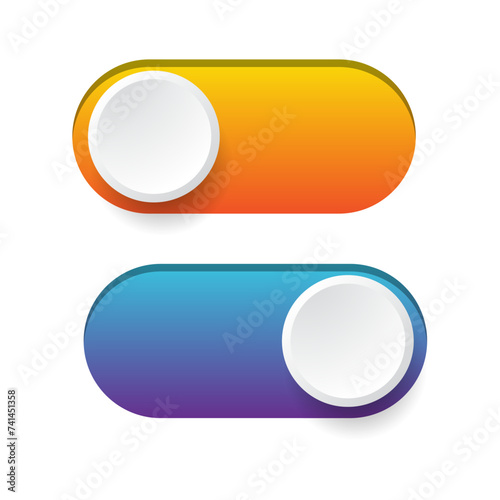 On and Off toggle switch buttons set. 