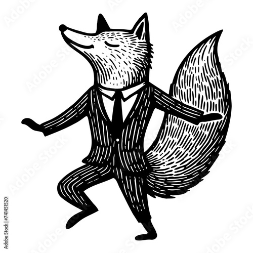 dancing fox in a suit funny sketch
