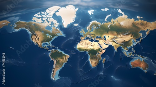 GIGA Size Physical World Map Detail - Illustration