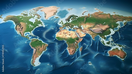 Fototapeta Naklejka Na Ścianę i Meble -  GIGA Size Physical World Map Detail - Illustration

