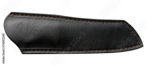 Black leather sheath for a knife on a white isolated background photo