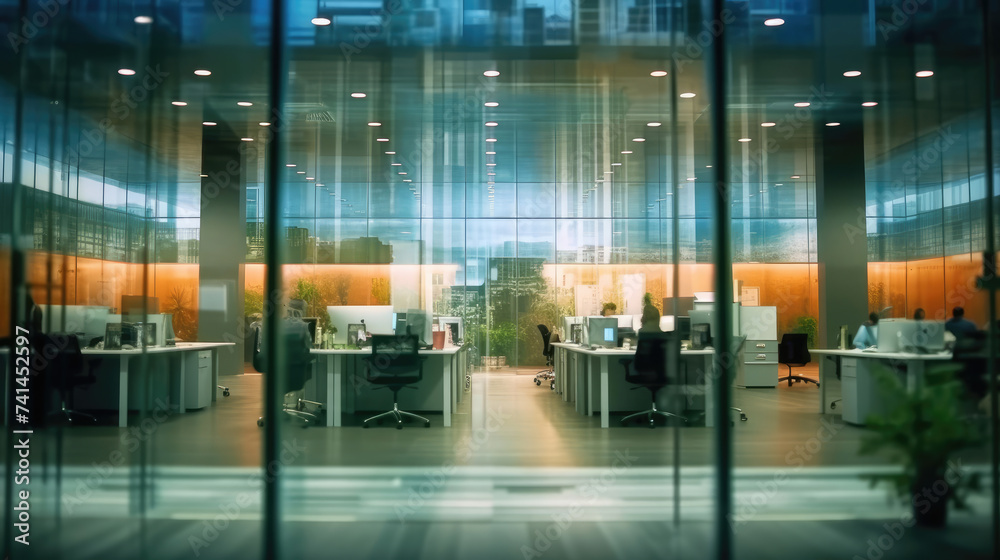 Fototapeta premium Office space with glass walls
