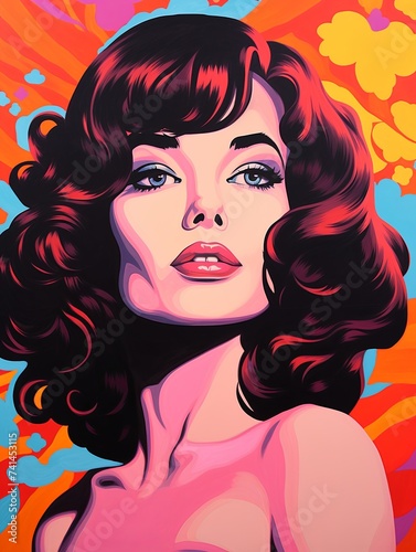 Color Pop Retro Pop Art Portraits Set in Vibrant Landscape: Bright Vintage Art Collection