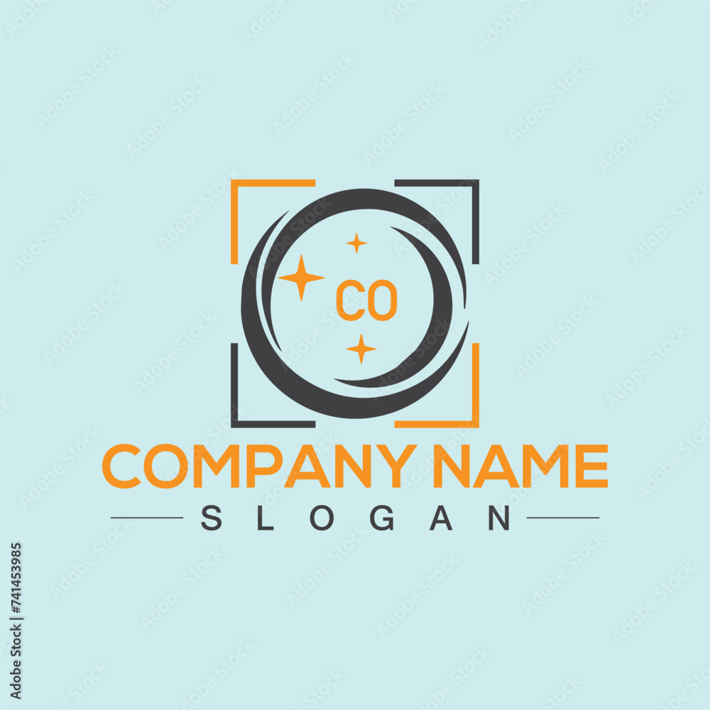 CO Logo Letter Design For Business Template Vector