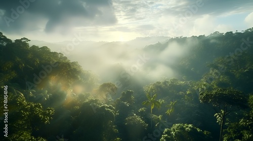 Aerial View of Misty Jungle Rainforest © Devian Art
