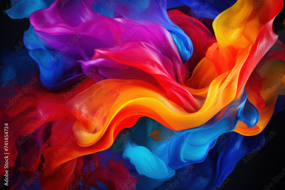 Abstract Vibrant Swirls: A Colourful Ink Splash in Motion Abstract Vibrant Swirls: A Colourful Ink Splash in Motion
