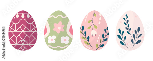 Adorable easter  eggs. Hand drawn cute easter eggs set. Spring modern vector illustration for print design,  poster, card, scrapbooking , stickers, greeting cards, Easter, thanksgiving.