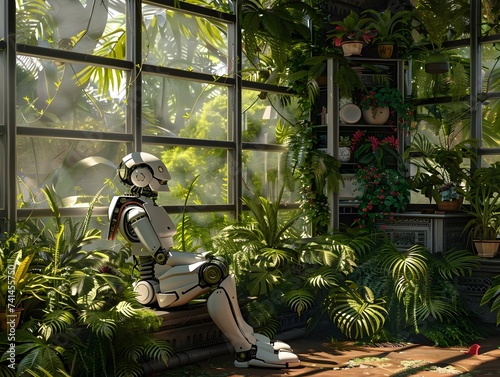 Robot in Tropical Greenhouse in Star Wars Style