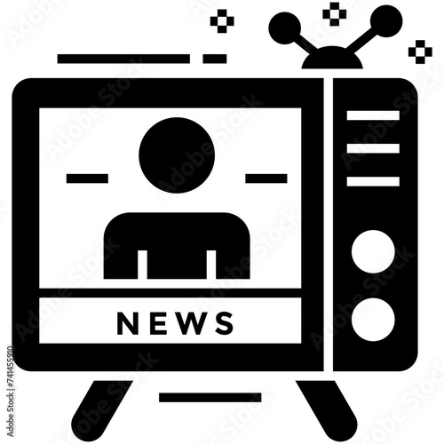 Television news solid icon design 