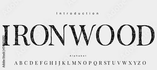 vintage serif rough illustration font. serif with grunge style.