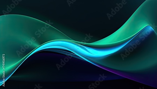 Green and blue abstract wave lines background