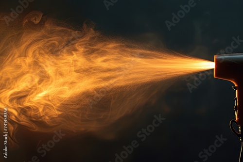 Hot air, orange smoke on a dark background,