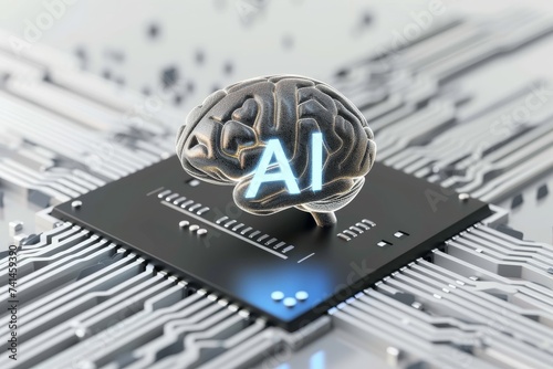 AI Brain Chip pcb manufacturing. Artificial Intelligence heterojunction laser mind ai policy axon. Semiconductor computed tomography circuit board shortest path algorithm photo