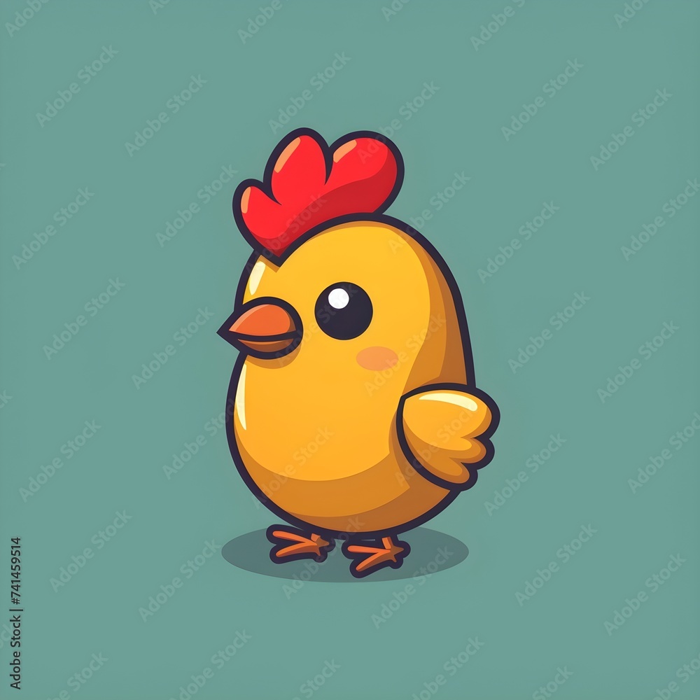 Adorable Chicken Cartoon: Flat Vector Icon Illustration for Premium Animal Nature Concept