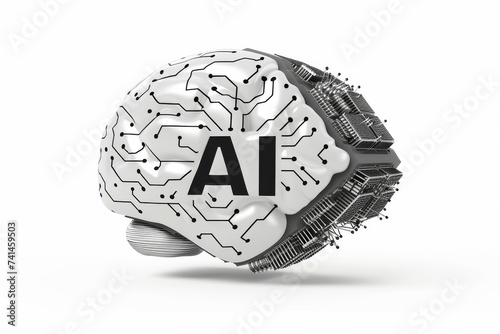 AI Brain Chip semiconductor innovation. Artificial Intelligence it investments mind ram disk axon. Semiconductor translation lookaside buffer circuit board data archiving photo