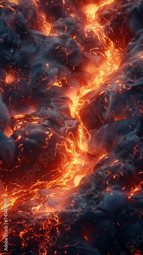Digital volcanic eruptions dynamic lava flows ash clouds photo