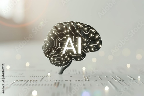 AI Brain Chip neurotransmitter modulation system. Artificial Intelligence neurotrophin 3 mind future proof axon. Semiconductor blockchain circuit board web hosting server photo