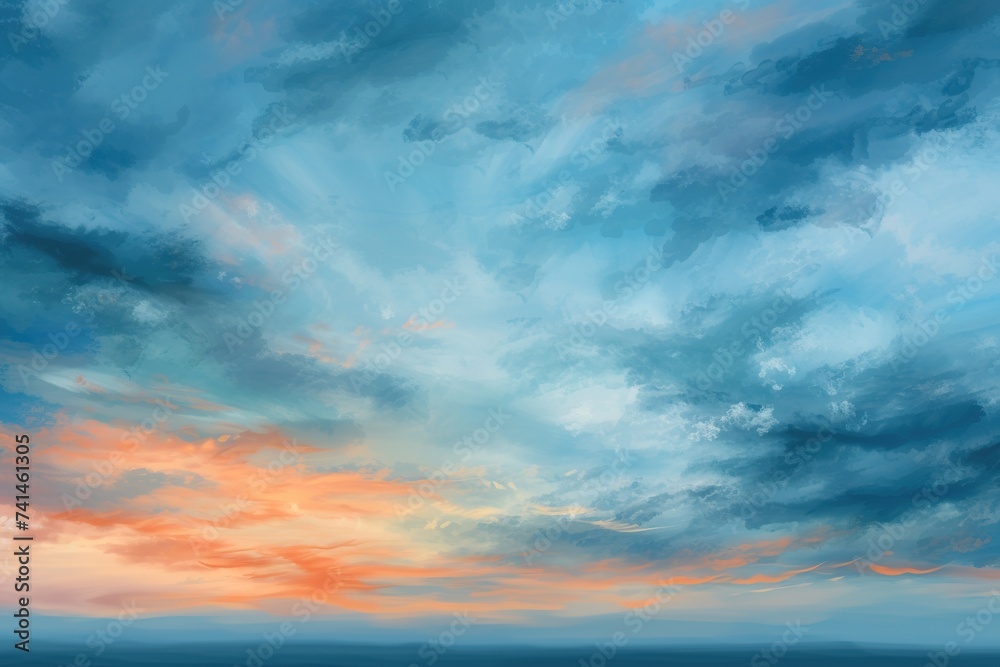 Illustration of beautiful sunset sky and clouds