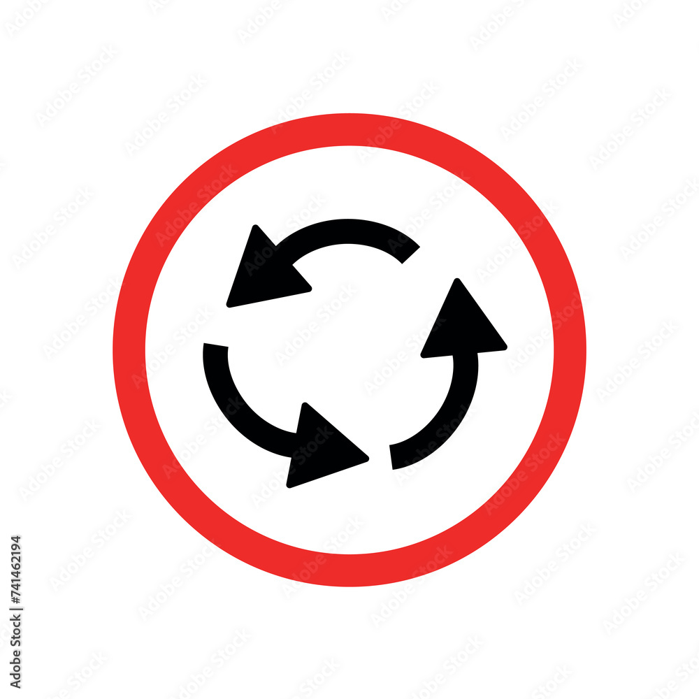 Vector illustration of traffic sign, direction of traffic at roundabout. Vector illustration of traffic sign, direction of traffic at roundabout.