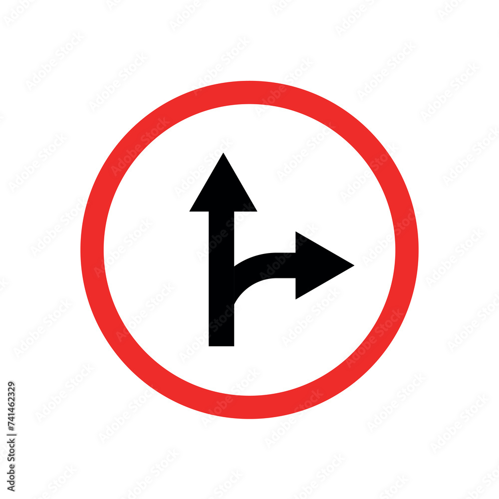 Vector illustration of traffic sign, forward or right. Vector illustration of traffic sign, forward or right.