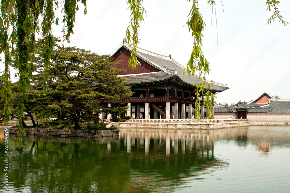SEOUL, KOREA - MAY 17, 2015: Gyeonghoeru Pavilion of Gyeongbokgung Palace, Seoul, South Korea on May 17, 2015 SEOUL, KOREA - MAY 17, 2015: Gyeonghoeru Pavilion of Gyeongbokgung Palace, Seoul, South Korea on May 17, 2015