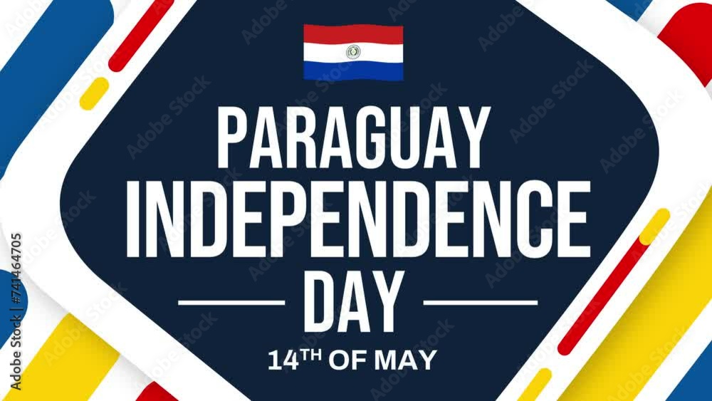 Paraguay Independence Day is observed on the 14th of May, patriotic colorful wallpaper with waving flag 4K Animation