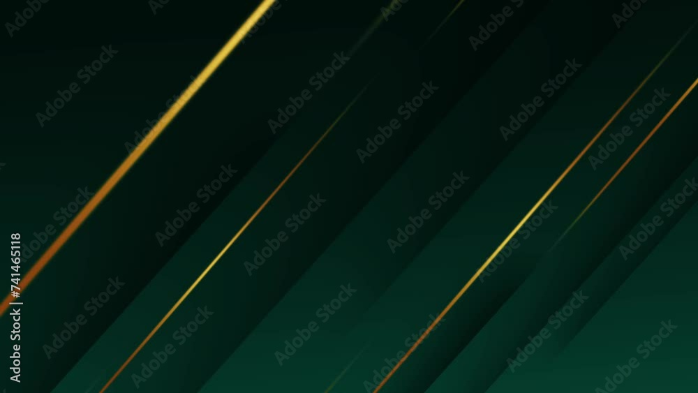 Royal Green with Golden Shades 4K Animation Abstract background. Modern green abstract backdrop design