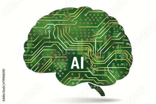AI Brain Chip learning. Artificial Intelligence central processing unit mind gamma aminobutyric acid axon. Semiconductor ai policy circuit board surgical planning software photo