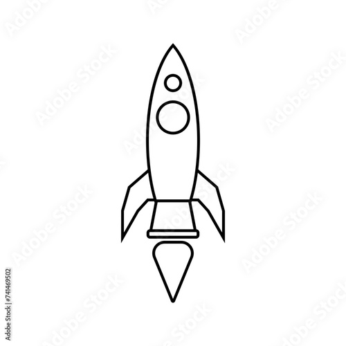 rocket launch, flying space ship icon vector