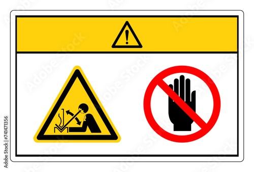 Caution Movement Of Workpiece In Press Do Not Touch Symbol Sign, Vector Illustration, Isolate On White Background Label. EPS10