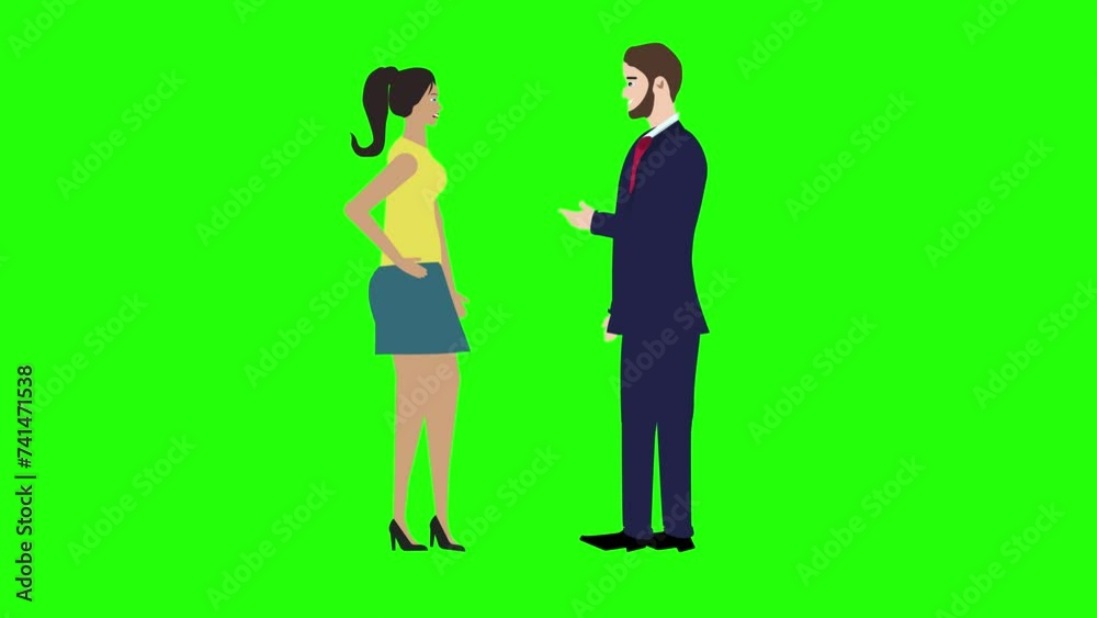 custom made wallpaper toronto digitalAnimation with man and woman character talking each other chroma key, green screen, for explainer videos